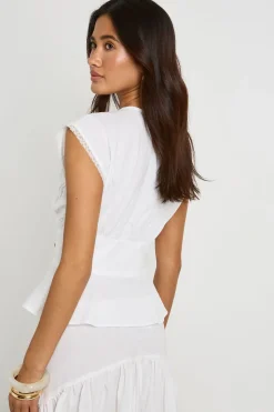 Haut À Boutonnage Devant Avec Dentelle Brodée