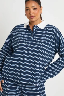 boohoo Haut boutonné à col rayé Plus<Femme Looks Preppy|Tops