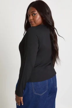 boohoo Haut Boutonné Côtelé Double Épaisseur Grande Taille<Femme Tops
