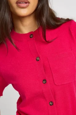 boohoo Haut Boutonné En Maille Avec Ourlet Froncé<Femme Pulls Et Gilets|Toutes Les Mailles