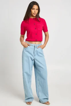 boohoo Haut Boutonné En Maille Avec Ourlet Froncé<Femme Pulls Et Gilets|Toutes Les Mailles