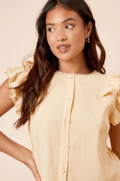 Haut Boutonné à Finition Dentelle Petite Taille
