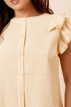 Haut Boutonné à Finition Dentelle Petite Taille