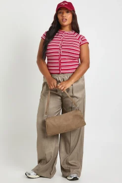 boohoo Haut boutonné rayé à manches cap<Femme Looks Preppy|Tops