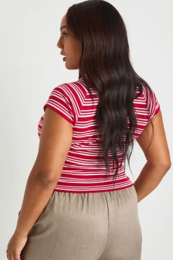 boohoo Haut boutonné rayé à manches cap<Femme Looks Preppy|Tops