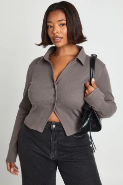 boohoo Haut à boutons traversants avec col supplémentaire<Femme Tops