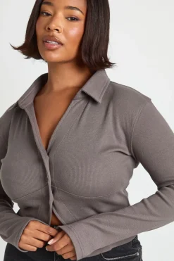 boohoo Haut à boutons traversants avec col supplémentaire<Femme Tops