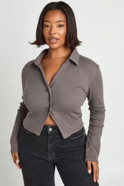 boohoo Haut à boutons traversants avec col supplémentaire<Femme Tops