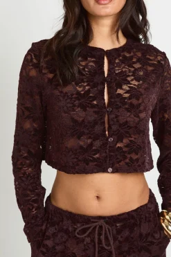 Haut Boxy Boutonné En Dentelle