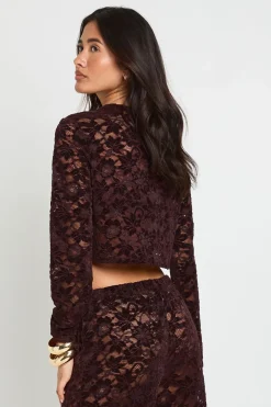 Haut Boxy Boutonné En Dentelle