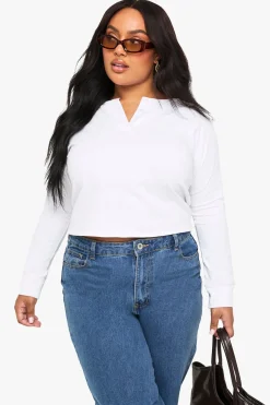 Haut boxy en coton Henley boutonné
