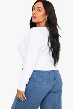 Haut boxy en coton Henley boutonné