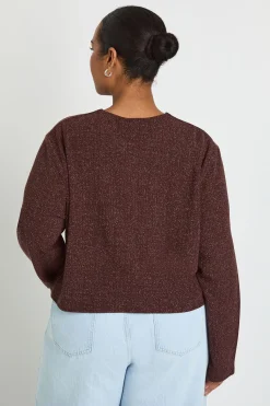 boohoo Haut Boxy Grande Taille à Côtes Pailletées avec Boutons Dorés<Femme Tops