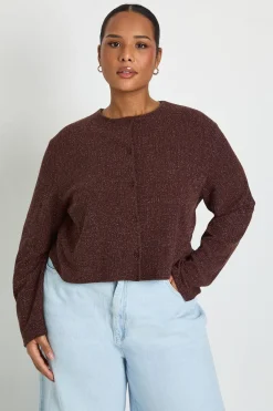boohoo Haut Boxy Grande Taille à Côtes Pailletées avec Boutons Dorés<Femme Tops