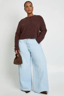 boohoo Haut Boxy Grande Taille à Côtes Pailletées avec Boutons Dorés<Femme Tops
