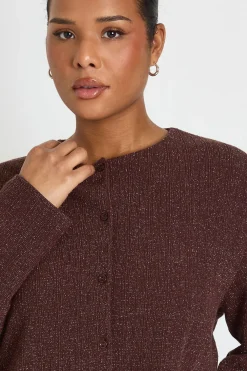 boohoo Haut Boxy Grande Taille à Côtes Pailletées avec Boutons Dorés<Femme Tops