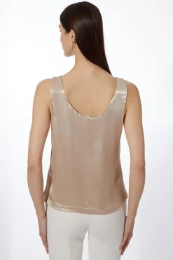 Haut à bretelles en satin tissé de viscose premium