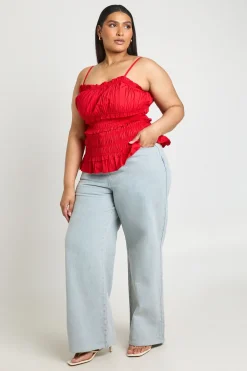 Haut À Bretelles Froncé Avec Détails Grande Taille