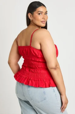 Haut À Bretelles Froncé Avec Détails Grande Taille