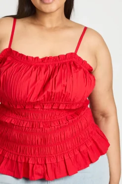 Haut À Bretelles Froncé Avec Détails Grande Taille