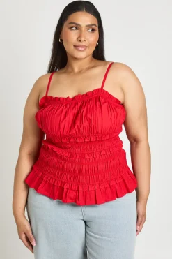 Haut À Bretelles Froncé Avec Détails Grande Taille