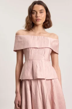 Haut Bustier Bandeau En Twill Texturé Ajusté
