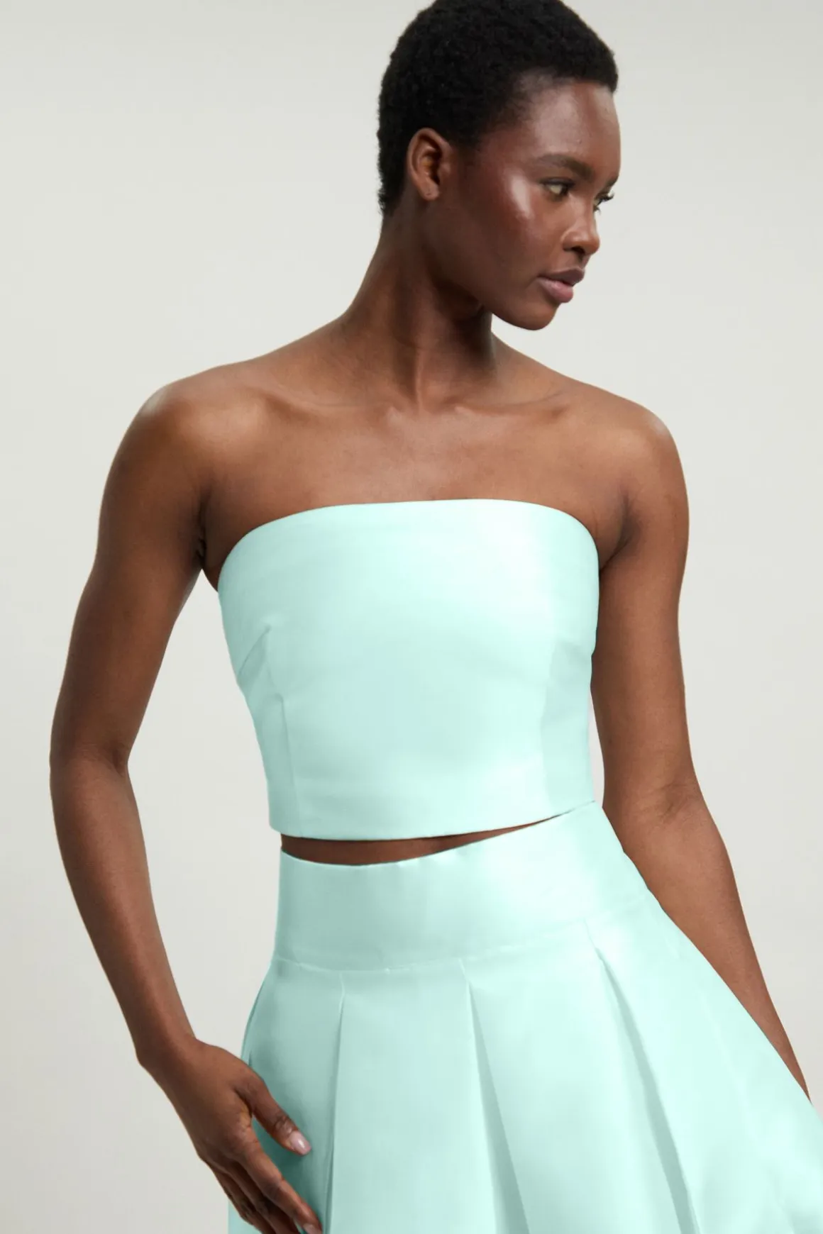 Haut Bustier En Sergé De Satin Tissé