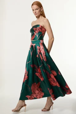Haut Bustier Froncé À Panneaux En Jacquard Fleuri Tissé Tall