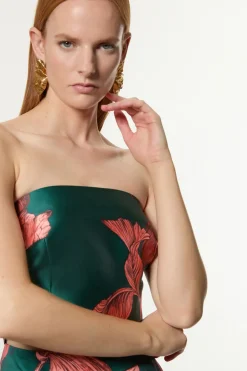 Haut Bustier Froncé À Panneaux En Jacquard Fleuri Tissé Tall