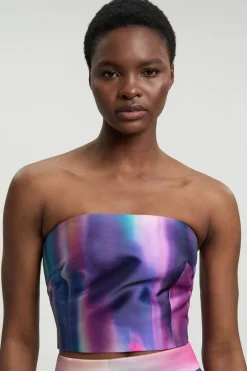Haut Bustier Tissé En Sergé Jacquard À Imprimé Flou