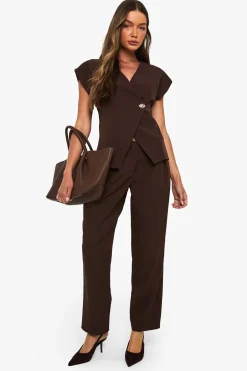 boohoo Haut Cache-cœur À Bouton Doré<Femme Tops