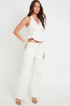 boohoo Haut Cache-cœur À Col Licou Aspect Lin<Femme Tops