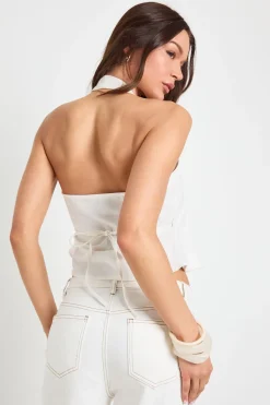 boohoo Haut Cache-cœur À Col Licou Aspect Lin<Femme Tops