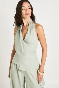 boohoo Haut Cache-cœur Dos Nu À Encolure Américaine En Tissu Tissé<Femme Tops