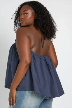 Haut Cache-cœur Grande Taille Col Licou À Smocks