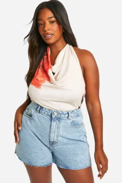 Haut cache-cœur imprimé à roses en grande taille
