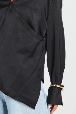 boohoo Haut Cache-cœur À Manches Longues Petite Taille<Femme Tops