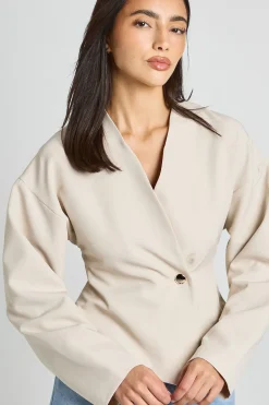 boohoo Haut Cache-cœur À Manches Longues Avec Bouton Doré<Femme Tops