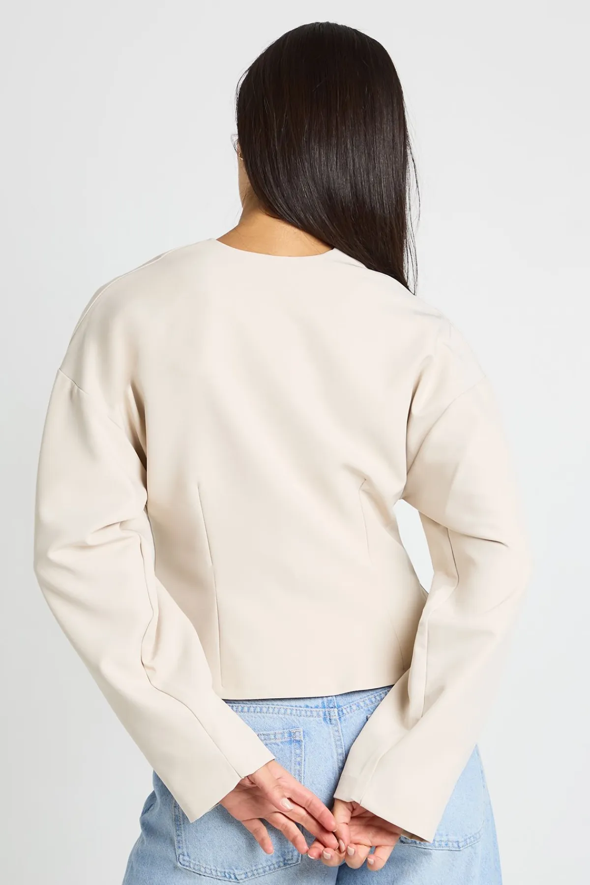 boohoo Haut Cache-cœur À Manches Longues Avec Bouton Doré<Femme Tops