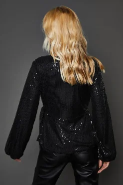 Haut Cache-Cœur à Taille Nouée avec Sequins