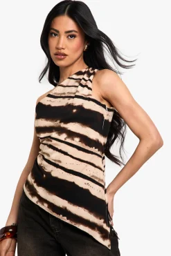 boohoo Haut camisole long en satin imprimé zèbre<Femme Zebra Print|Satin Et Dentelle