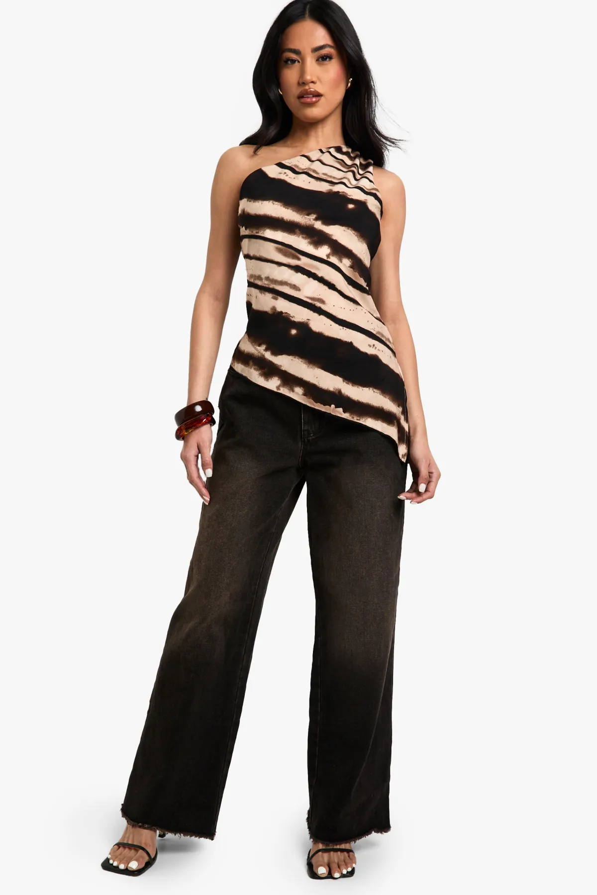 boohoo Haut camisole long en satin imprimé zèbre<Femme Zebra Print|Satin Et Dentelle