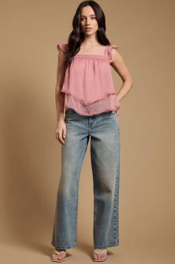 Oasis Haut Camisole Western À Manches À Volants Étagés<Femme Tops