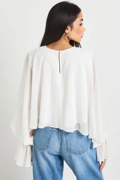 Haut Cape En Mousseline Avec Poignets À Nouer