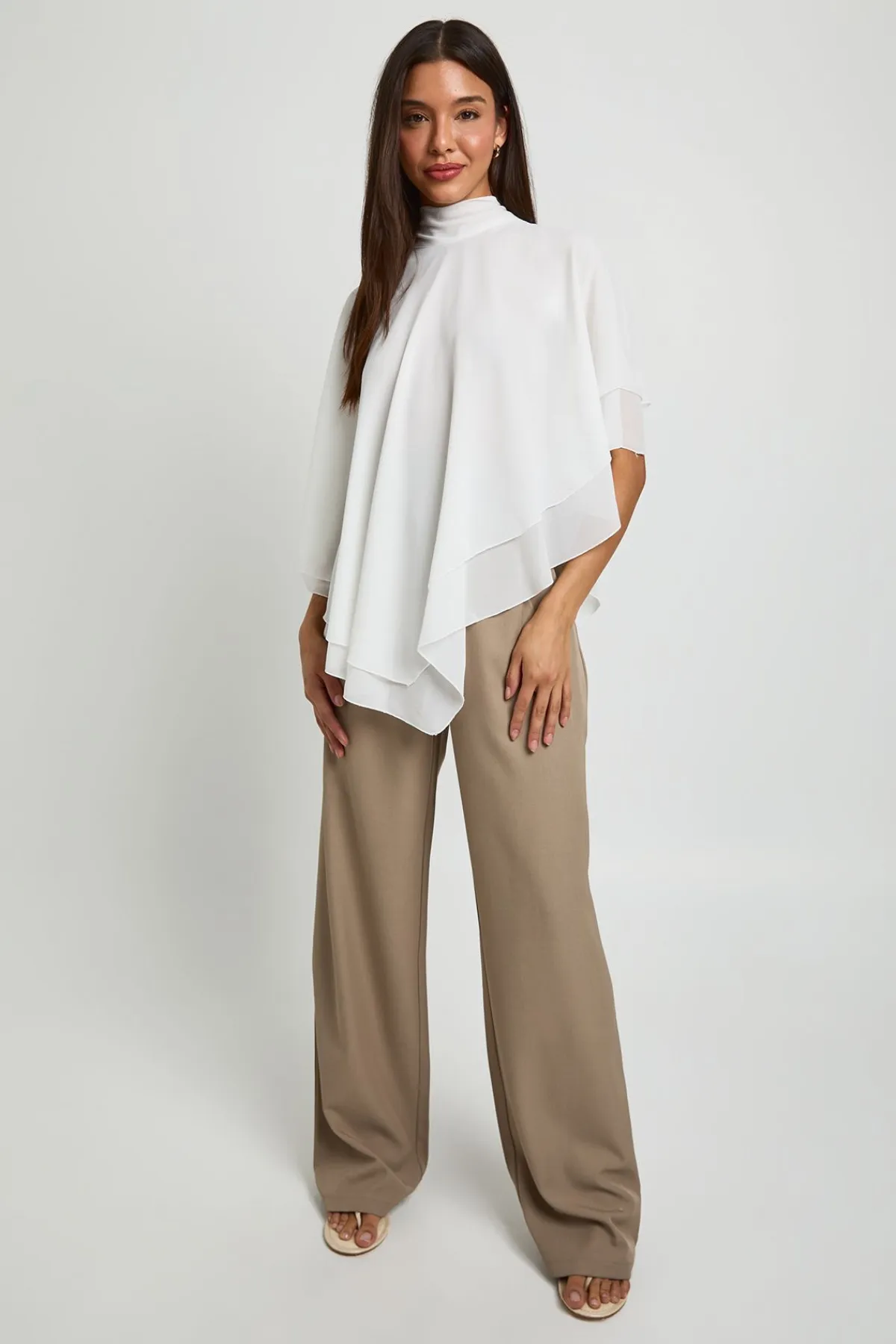boohoo Haut Cape En Mousseline À Col Montant<Femme Tops