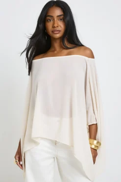 boohoo Haut Cape En Mousseline À Épaules Dénudées<Femme Tops