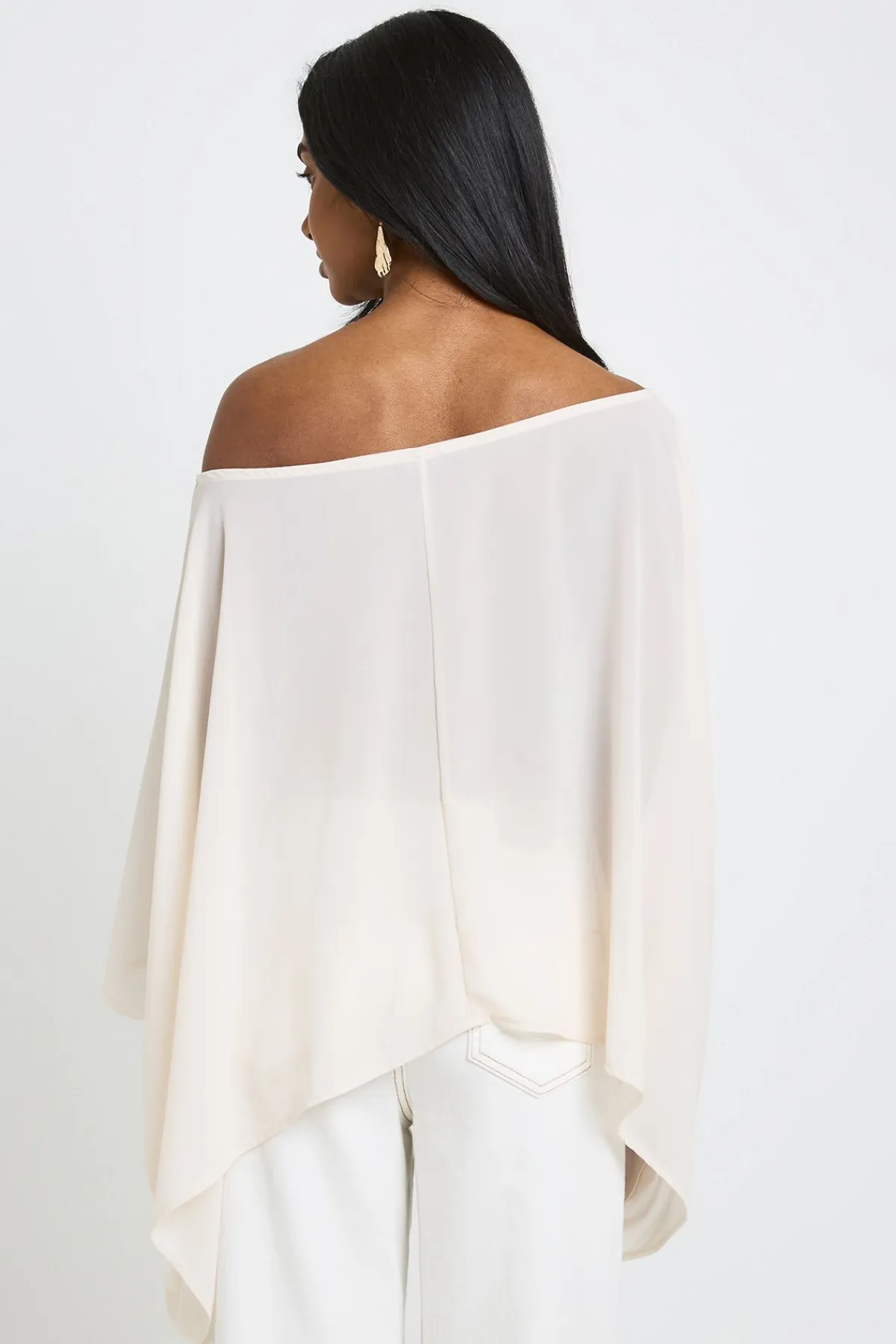 boohoo Haut Cape En Mousseline À Épaules Dénudées<Femme Tops
