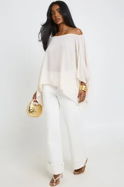 boohoo Haut Cape En Mousseline À Épaules Dénudées<Femme Tops