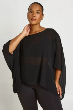 boohoo Haut Cape Grande Taille En Mousseline Épaules Dénudées<Femme Tops