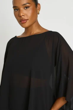 boohoo Haut Cape Grande Taille En Mousseline Épaules Dénudées<Femme Tops